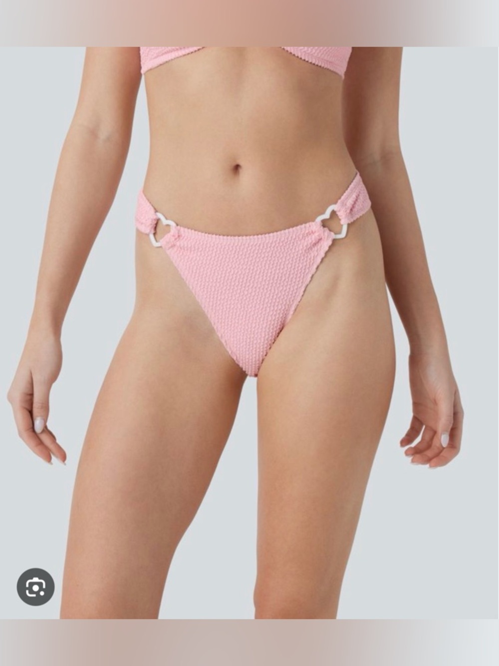 HALARA Light Pink Textured High Cut Bikini Bottoms with Heart Accents